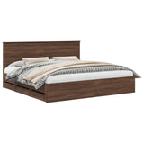 Bed Frame with Drawer Brown Oak 200 x 200 cm Engineer Wood 3411088