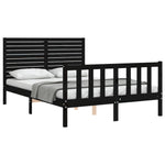 ZNTS Bed Frame without Mattress Black 120x200 cm Solid Wood Pine 3193205