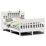 ZNTS Bed Frame without Mattress White 140x200 cm Solid Wood Pine 3323261