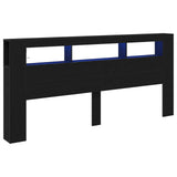 LED Headboard Black Oak 220 x 18.5 x 103.5 cm Engineered Wood 863117