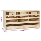 Chicken Laying Nest 3 Compartments 72x33x38 cm Solid Pine Wood 170654