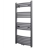 Grey Bathroom Central Heating Towel Rail Radiator Curve 500x1160mm 141899