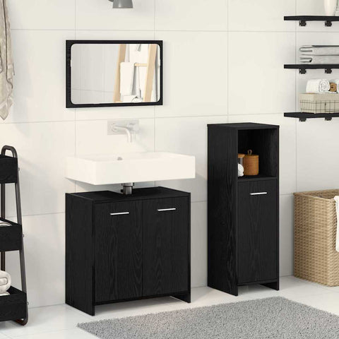 Bathroom Furniture Set 3 pcs Black Oak 60 x 33 x 60 cm 3332510
