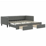 Daybed with Trundle&Drawers without Mattress Dark Grey 90x190 cm Single 3196652