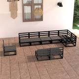 9 Piece Garden Lounge Set Black Solid Pinewood 3075638