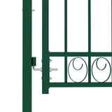 Fence Gate "EMMEN" with Arched Top Steel 100x98,5 cm Green 146364