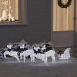 LED Reindeers 5 pcs Silver Fabric 3385888