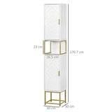 Narrow Bathroom Storage Cabinet, Freestanding Tallboy Storage Unit with Adjustable Shelf, 2 Doors T3398P342419
