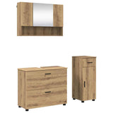 Bathroom Furniture Set with Drawer with Shelf 3 pcs Artisan Oak 3393042