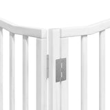 Dog Gate with Door Foldable 6 Panels White 480 cm Poplar Wood 3155621