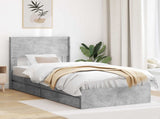 Bed Frame with Storage and Headboard Concrete Grey 90 x 190 cm 3414422