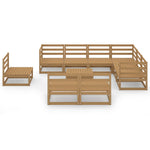 ZNTS 10 Piece Garden Lounge Set Honey Brown Solid Pinewood 3075792