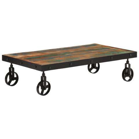 Coffee Table with Wheels Solid Reclaimed Wood 100x55x26 cm 371684