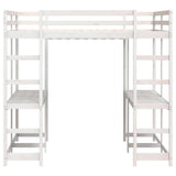 Loft Bed with Desk and Ladder White 160x200 cm Solid Wood Pine 3284234