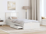 Bed Frame White and Silver 75 x 190 cm Engineered Wood 3410958