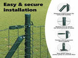 Fence Post with Concrete Base 26 pcs Green Powder-Coated Steel 3350223