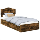 Storage Bed with Drawer Smoked Oak 90 x 190 cm Engineered Wood 3413142