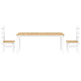 ZNTS 3 Piece Dining Set Panama White Solid Wood Pine 3345208