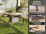 70 cm Wood-Effect Rattan Garden Table - Natural Wood Finish T3398P553234