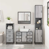 ZNTS 3 Piece Bathroom Furniture Set Grey Sonoma Engineered Wood 3301053