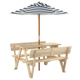 Picnic Table for 4 Kids with Umbrella Solid Wood Fir 3281618
