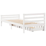 ZNTS Bed Frame without Mattress White 90x200 cm Solid Wood Pine 3301605