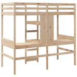 ZNTS Loft Bed Frame with Desk and Shelves 90x200cm Solid Wood Pine 3308541