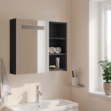 Bathroom Mirror Cabinet with LED Light Grey 60x13x52 cm 357970