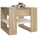 Coffee Table White and Sonoma Oak 55.5x55x45 cm Engineered Wood 810913