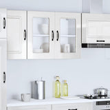 Kitchen Wall Cabinet with Glass Door Kalmar High Gloss White Engineered Wood 853609