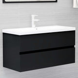 Sink Cabinet Black Engineered Wood 90 x 38.5 x 45 cm Sink Cabinet 804756