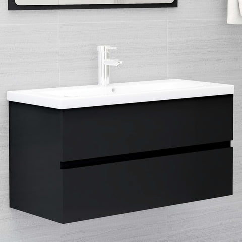 ZNTS Sink Cabinet Black 90x38.5x45 cm Engineered Wood 804756