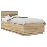 Bed Frame with Headboard Sonoma Oak 90 x 200 cm Engineered Wood 3408210