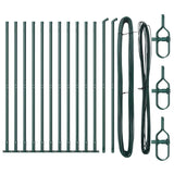 Fence Post with Concrete Base 13 pcs Green Powder-Coated Steel 42004291