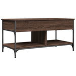 ZNTS Coffee Table Brown Oak 100x50x50 cm Engineered Wood and Metal 845370