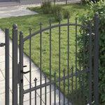 Fence Gate with Spikes Grey 150 x 100 cm Powder-coated steel 42009019