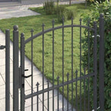 Fence Gate with Spikes Grey 150 x 100 cm Powder-coated steel 42009019
