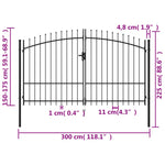 ZNTS Fence Gate Double Door with Spike Top Steel 3x1.75 m Black 145737