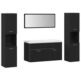 Bathroom Furniture Set 4 pcs Black Oak Engineered Wood 3334373
