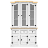 Highboard Corona White 112x43x196 cm Solid Wood Mexican Pine 355086