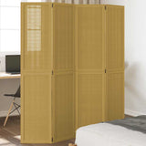 Room Divider 4 Panels Brown Solid Wood Paulownia 358818