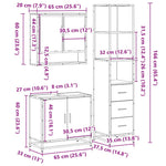 3 Piece Bathroom Furniture Set Sonoma Oak Engineered Wood 3301156