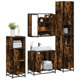 4 Piece Bathroom Furniture Set Smoked Oak Engineered Wood 3301187
