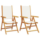 Garden Chairs 2 pcs Cream White Solid Wood Acacia and Fabric 367657