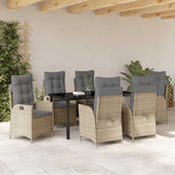 Garden Dining Set with Cushion 7 pcs Beige Poly Rattan 3380516