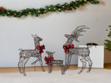 3-Piece Lighted Christmas Reindeer Family Outdoor Decorations, Weather Proof Rattan Deer Family 70445893