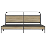 Metal Bed Frame without Mattress Smoked Oak 180x200 cm Super King 3318669