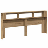LED Headboard Artisan Oak 220x18.5x103.5 cm Engineered Wood 857695