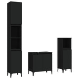 ZNTS 3 Piece Bathroom Furniture Set Black Engineered Wood 3185590
