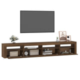 TV Cabinet with LED Lights Brown Oak 240x35x40 cm 3152729